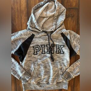 PINK Victoria's Secret Gray and Black Hoodie With Kangaroo Pockets